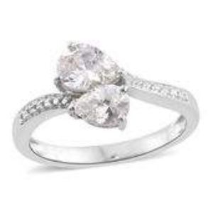 Sim Diamond Platinum Bond Brass Bypass Ring NWT!